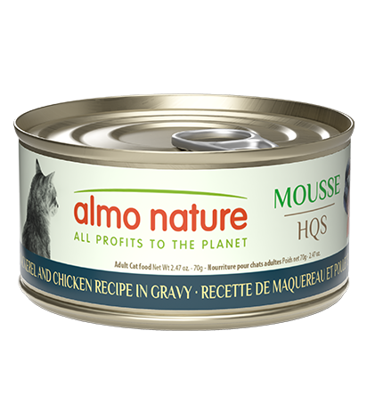 Almo Nature Mousse HQS - Mackerel and Chicken Recipe in Gravy, 2.47oz