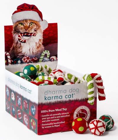 Individual Assorted Wool Felt Christmas Toys - Jingle Balls & Candy Canes