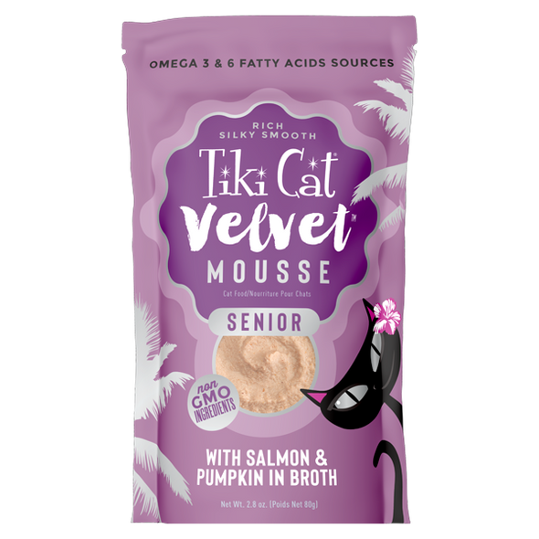 Tiki Cat® Velvet Mousse™ Senior Mousse with Salmon & Pumpkin in Broth