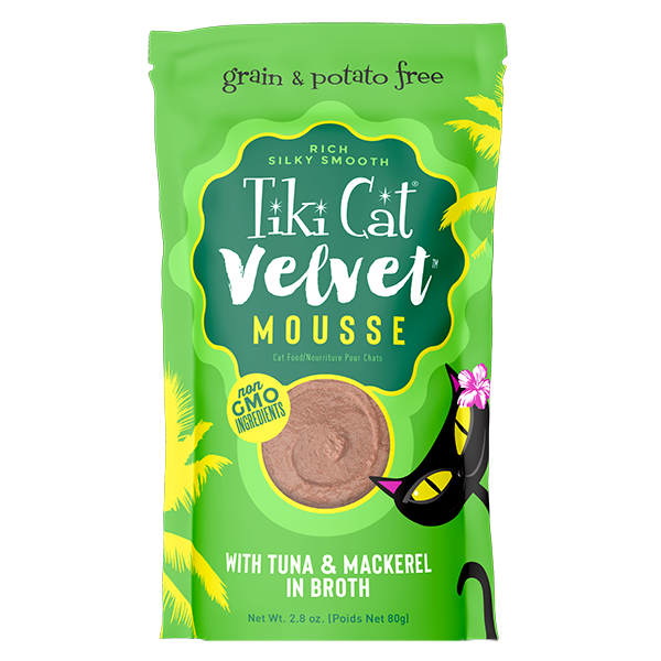 Tiki Cat® Velvet Mousse™ Tuna & Mackerel in Broth, 2.8oz