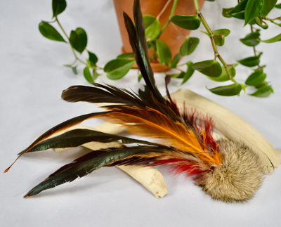 Rabbit Fur And Rooster Feathers Rod Attachment