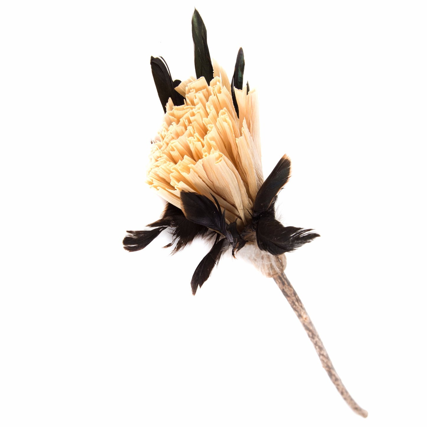 Silver Vine Corn Feathers Teaser Toy (40cm stick)