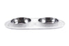 Double Silicone Cat Feeder with Stainless Steel Bowls - Marble
