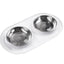 Double Silicone Cat Feeder with Stainless Steel Bowls - Marble