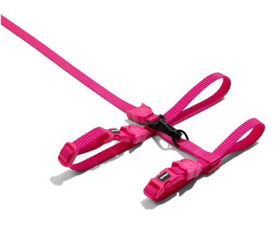 Adjustable Cat Harness & Leash Set - Pink LED