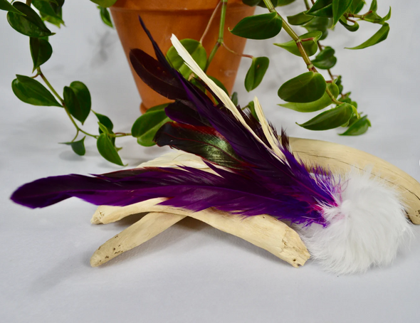 Rabbit Fur And Rooster Feathers Rod Attachment